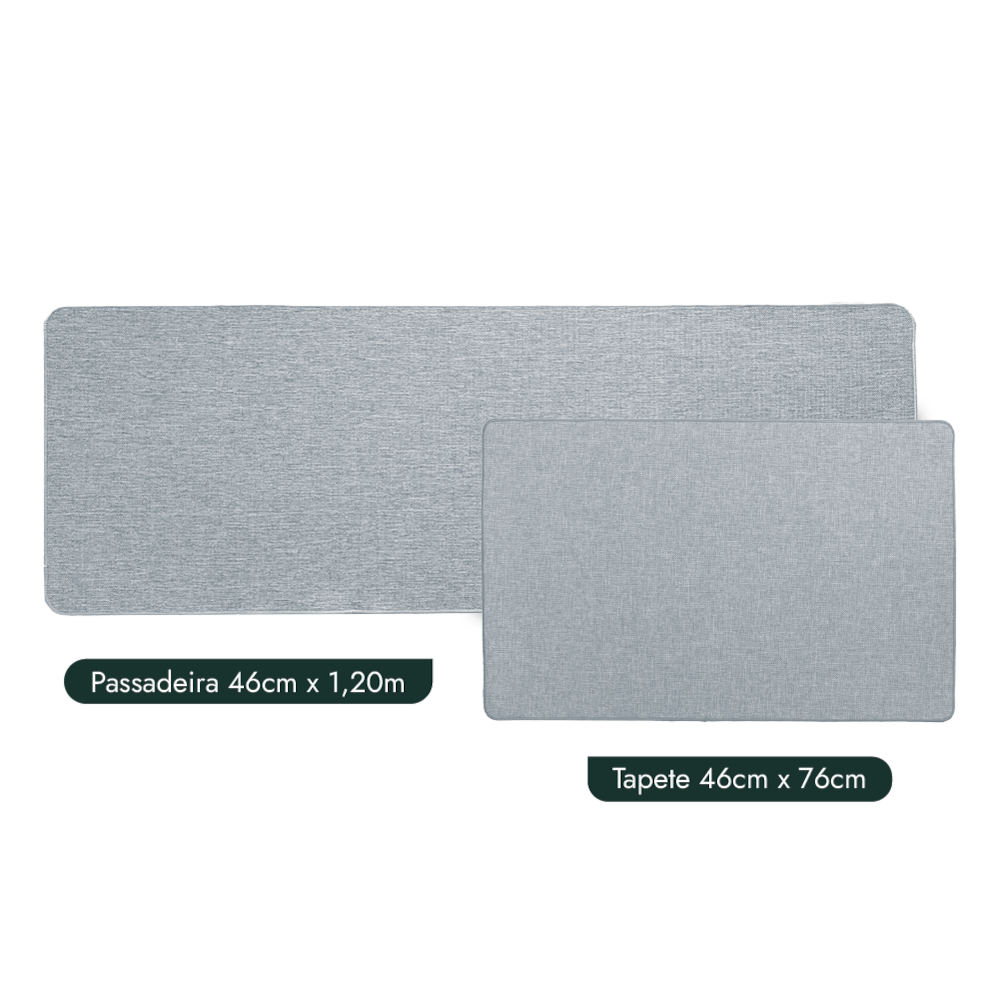 Kit Tapete para Cozinha 76cm + Passadeira 1,10m Nature Antiderrapante (2 peças)