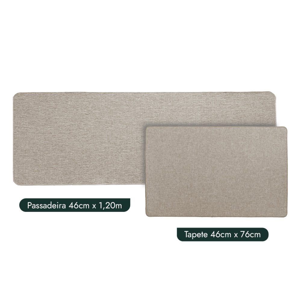 Kit Tapete para Cozinha 76cm + Passadeira 1,10m Nature Antiderrapante (2 peças)