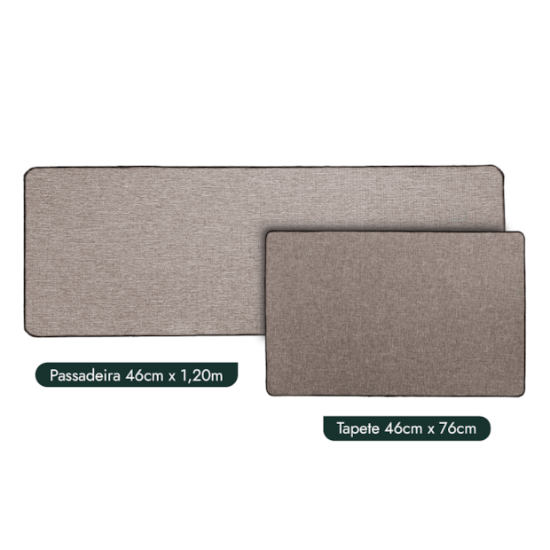 Kit Tapete para Cozinha 76cm + Passadeira 1,20m Nature Antiderrapante (2 peças)