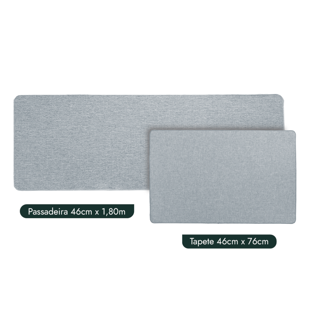 Kit Tapete para Cozinha 76cm + Passadeira 1,80m Nature Antiderrapante (2 peças)