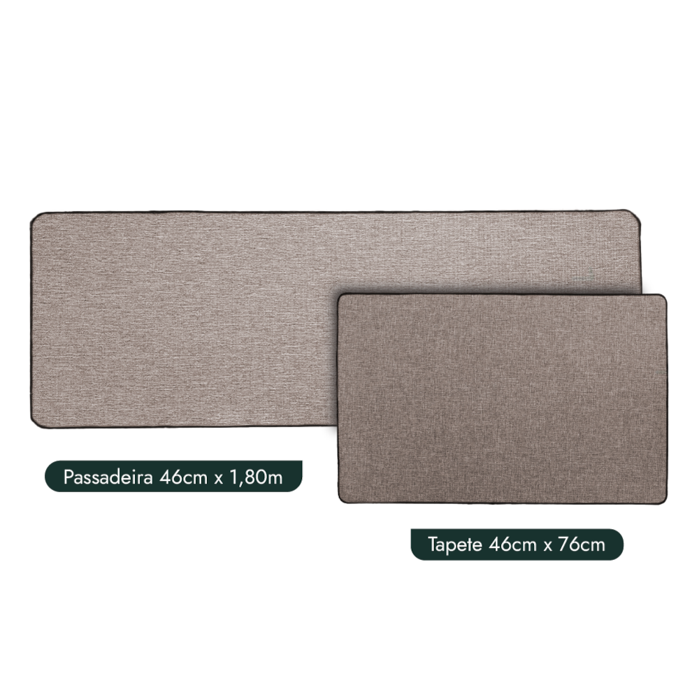 Kit Tapete para Cozinha 76cm + Passadeira 1,80m Nature Antiderrapante (2 peças)