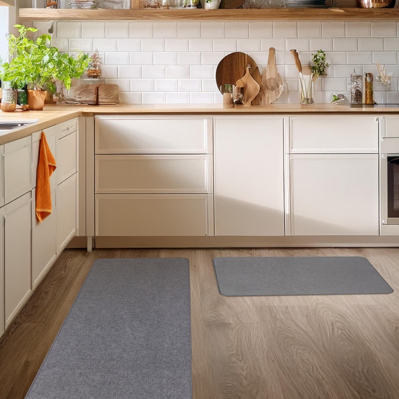 Kit Tapete + Passadeira de Cozinha Estilo Linho Antiderrapante (2 peça
