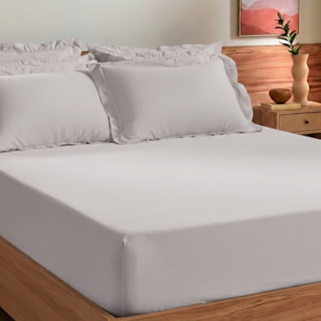 Lençol com Elástico King Size Karsten Bossa 100% Algodão Egípcio Cetim 300 Fios (1 Peça)