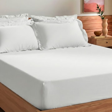 Lençol com Elástico Queen Karsten Bossa 100% Algodão Egípcio Cetim 300 Fios (1 Peça)