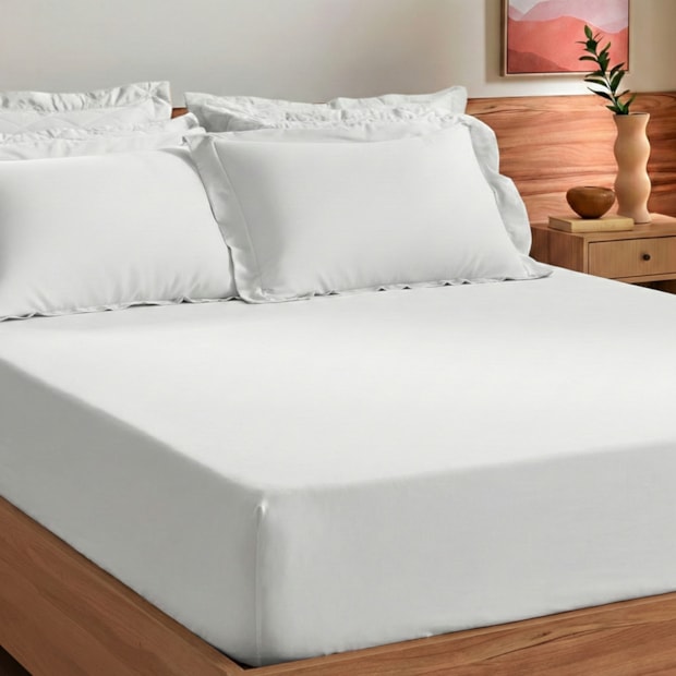 Lençol com Elástico Queen Karsten Bossa 100% Algodão Egípcio Cetim 300 Fios (1 Peça)