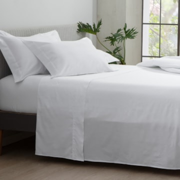 Lençol com Elástico Solteiro Kacyumara Satinée 100% Algodão Egípcio Percal 300 Fios (1 Peça)