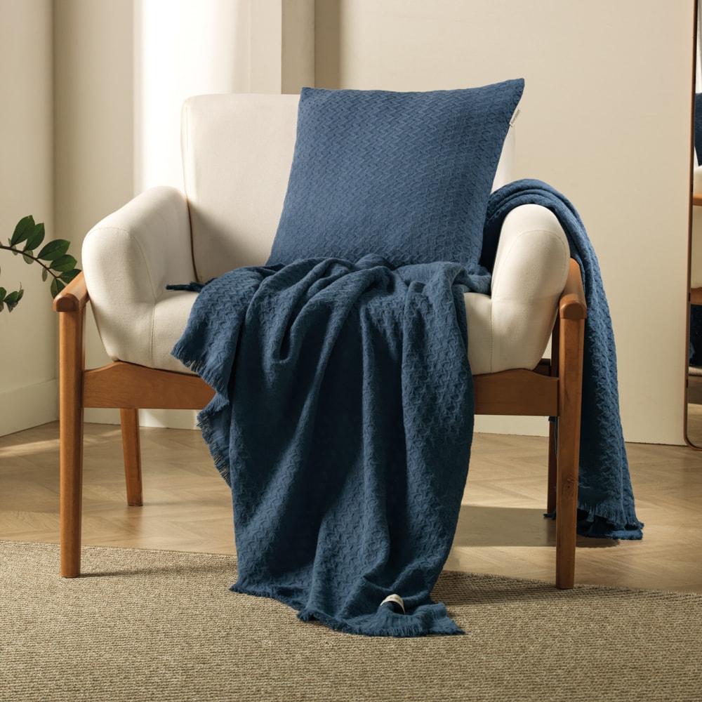 Manta Decorativa Karsten Movaz 100% Algodão c/ Franjas 1,50m x 2,00m