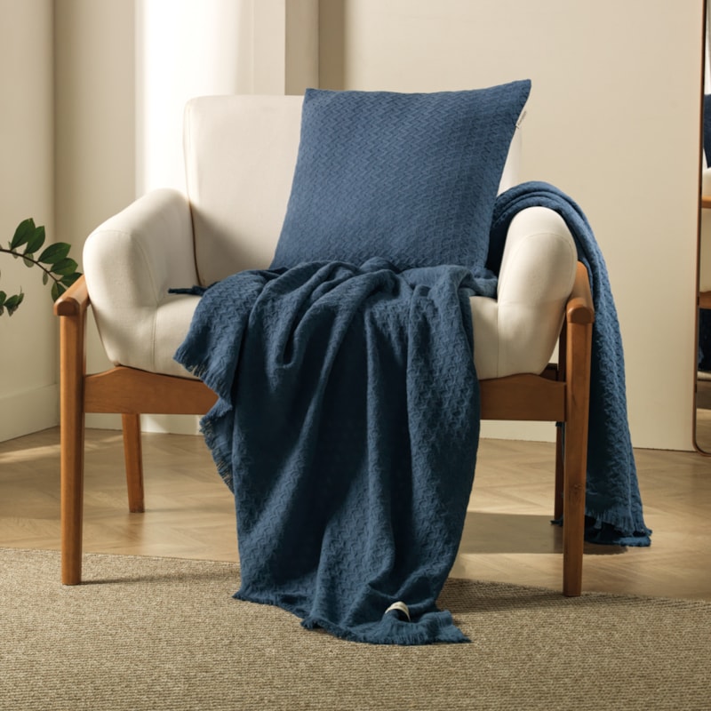 Manta Decorativa Karsten Movaz 100% Algodão c/ Franjas 1,50m x 2,00m
