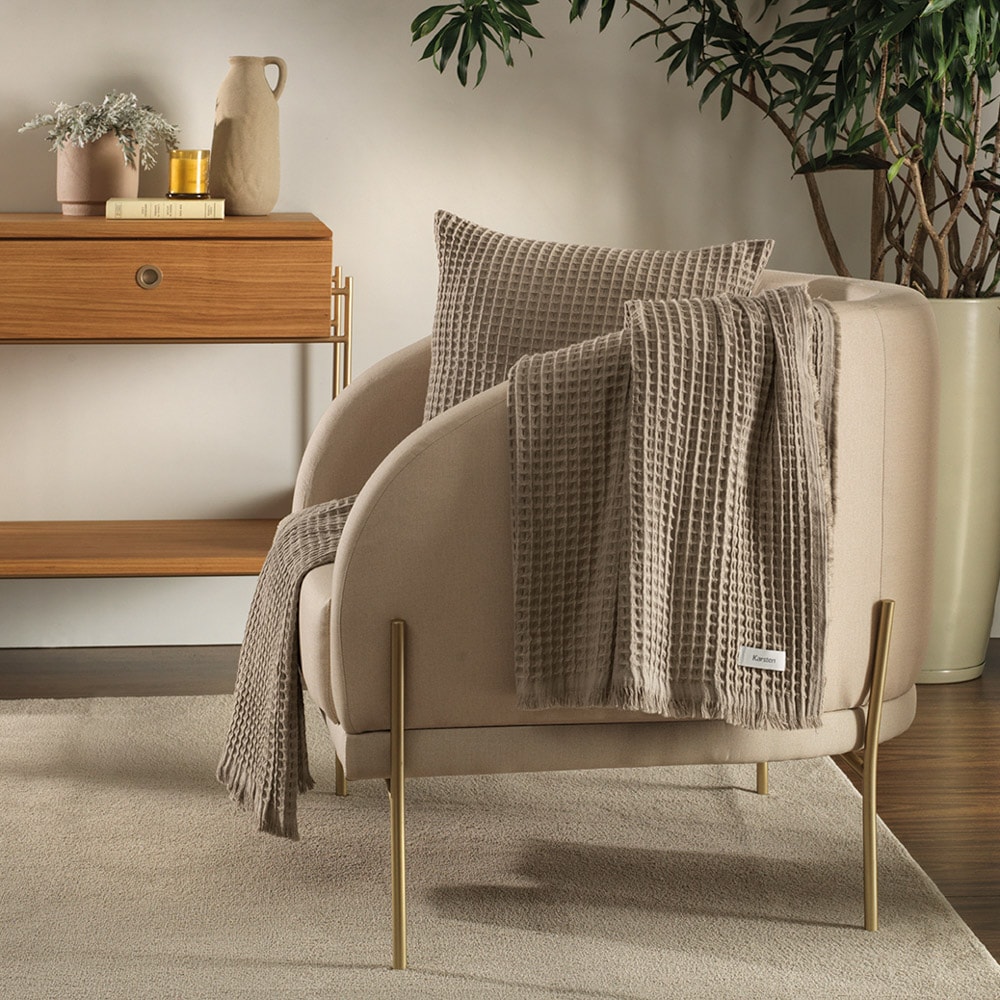 Manta Decorativa para Sofá Karsten Denver 100% Algodão c/ Franjas 1,50m x 2,00m