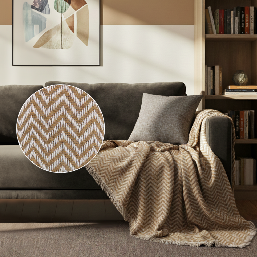 Manta Decorativa para Sofá Torino 100% Algodão c/ Franjas 1,50m x 2,30m