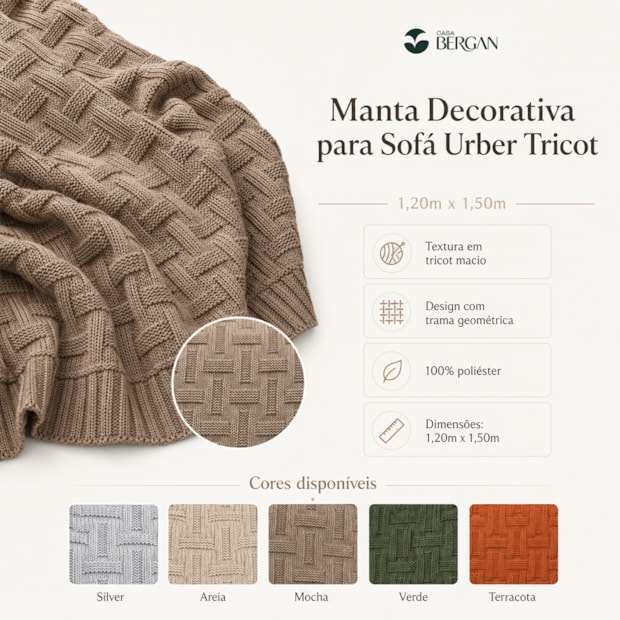 Manta Decorativa para Sofá Urber Tricot 1,20m x 1,50m