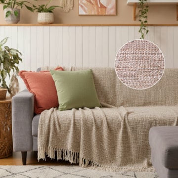 Manta Decorativa para Sofá Veneza 100% Algodão c/ Franjas 1,80m x 2,30m