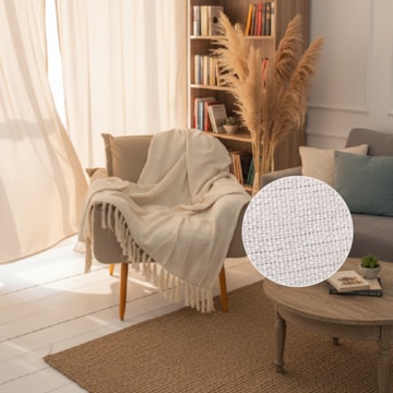 Manta Decorativa para Sofá Veneza 100% Algodão c/ Franjas 1,80m x 2,30m