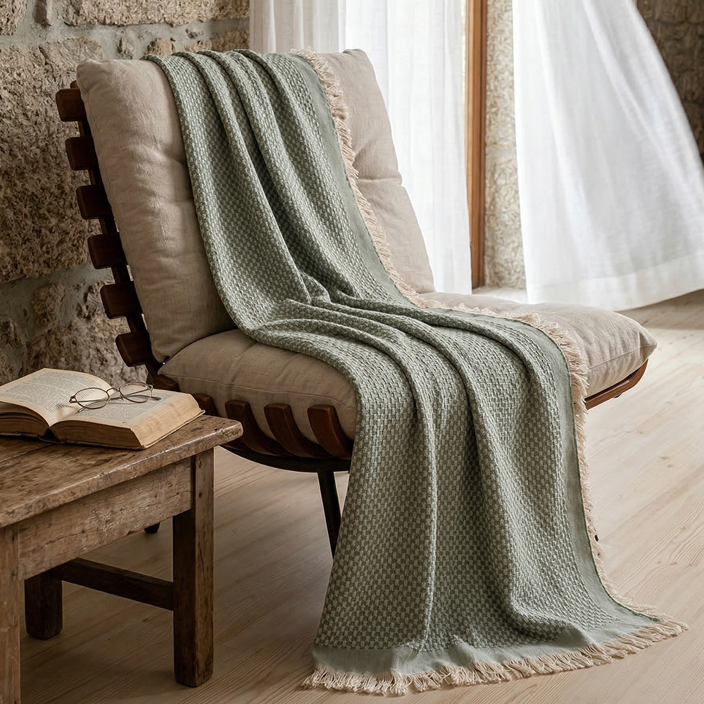 Manta Para Sofá Dohler Bali 100% Algodão C/ Franjas 1,50m X 1,20m