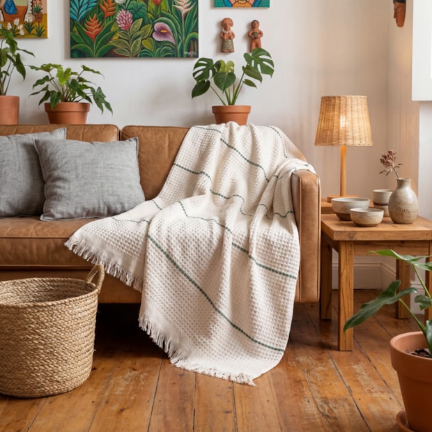 Manta Para Sofá Dohler Lola Algodão C/ Franjas 1,50m X 2,10m