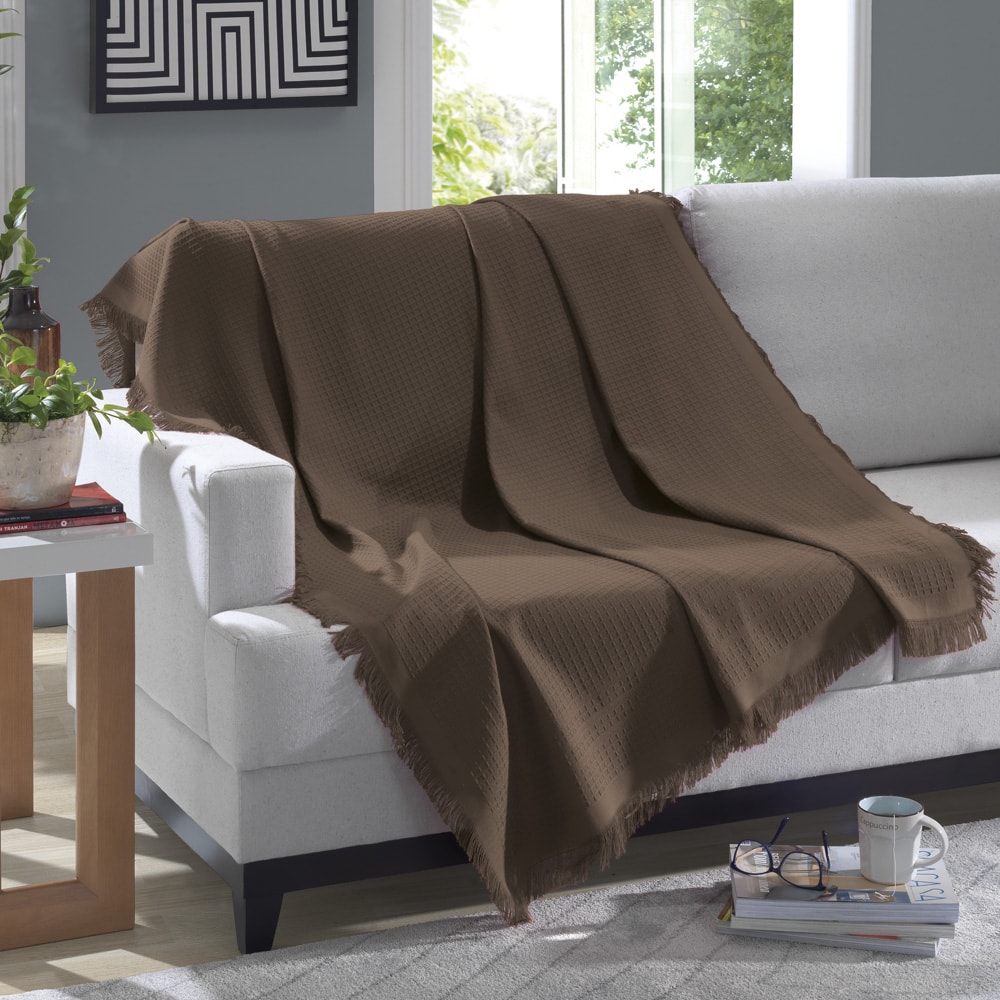 Manta Para Sofá Dohler Marrocos 100% Algodão C/ Franjas 1,50m X 1,20m