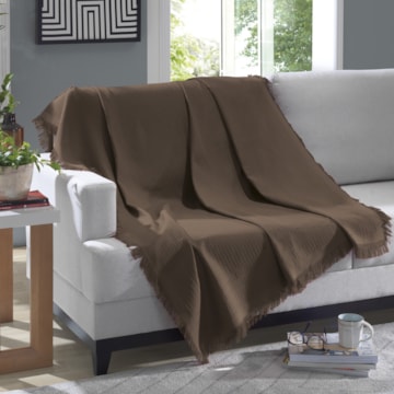 Manta Para Sofá Dohler Marrocos 100% Algodão C/ Franjas 1,50m X 1,20m