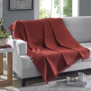 Manta Para Sofá Dohler Marrocos 100% Algodão C/ Franjas 1,50m X 1,20m