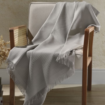 Manta Para Sofá Dohler Marrocos 100% Algodão C/ Franjas 1,50m X 1,20m