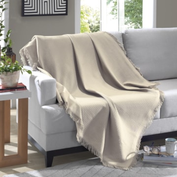 Manta Para Sofá Dohler Marrocos 100% Algodão C/ Franjas 1,50m X 2,10m