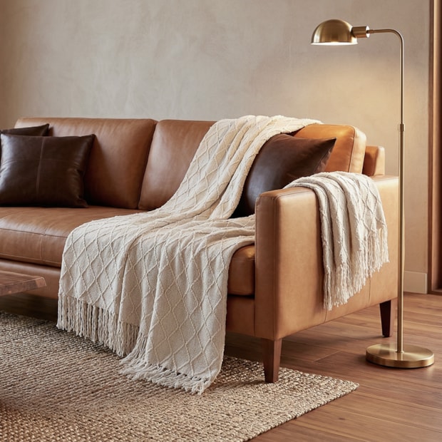 Manta Para Sofá Dohler Medina Tricot c/ Franjas 1,50m X 2,10m