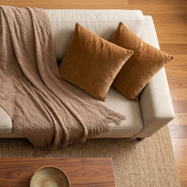 Manta Para Sofá Dohler Medina Tricot c/ Franjas 1,50m X 2,10m