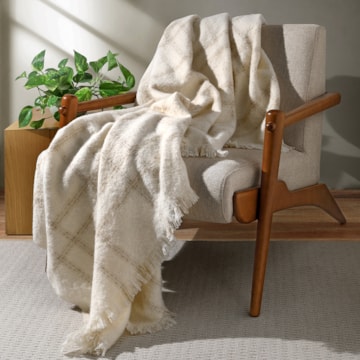 Manta Para Sofá Dohler Ragnar Flanelada Efeito Lã c/ Franjas 1,50m x 1,20m