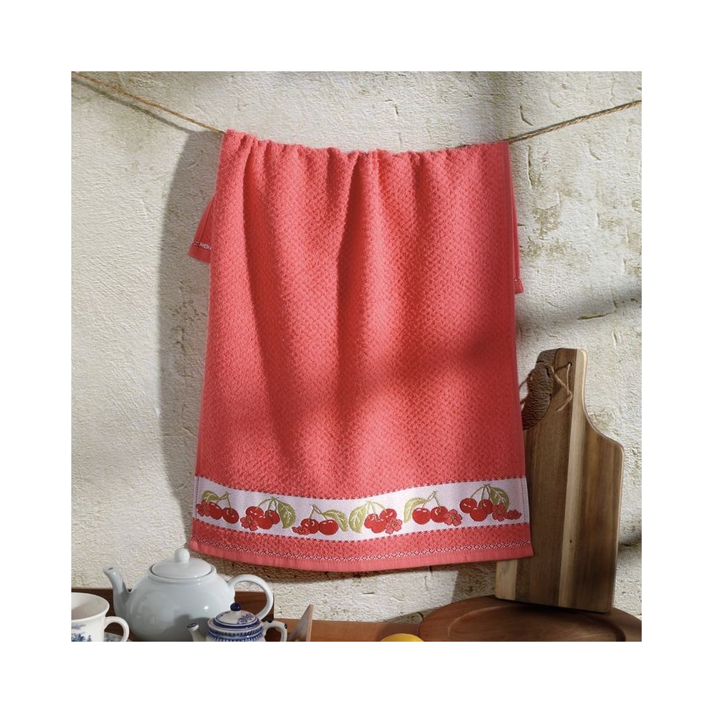 Pano de Copa Dohler Jacquard Vida Cerejas - Gramatura: 340g/m²