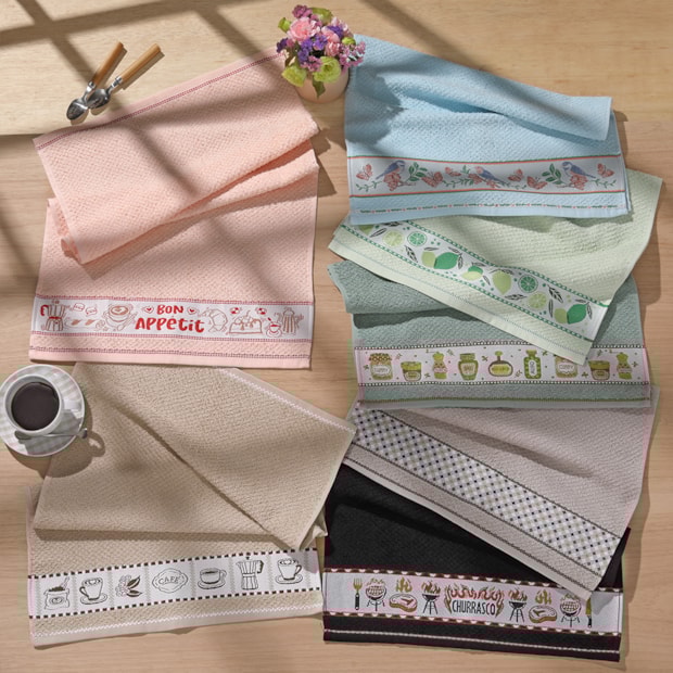 Pano de Copa Dohler Jacquard Vida II Café - Gramatura: 340g/m²