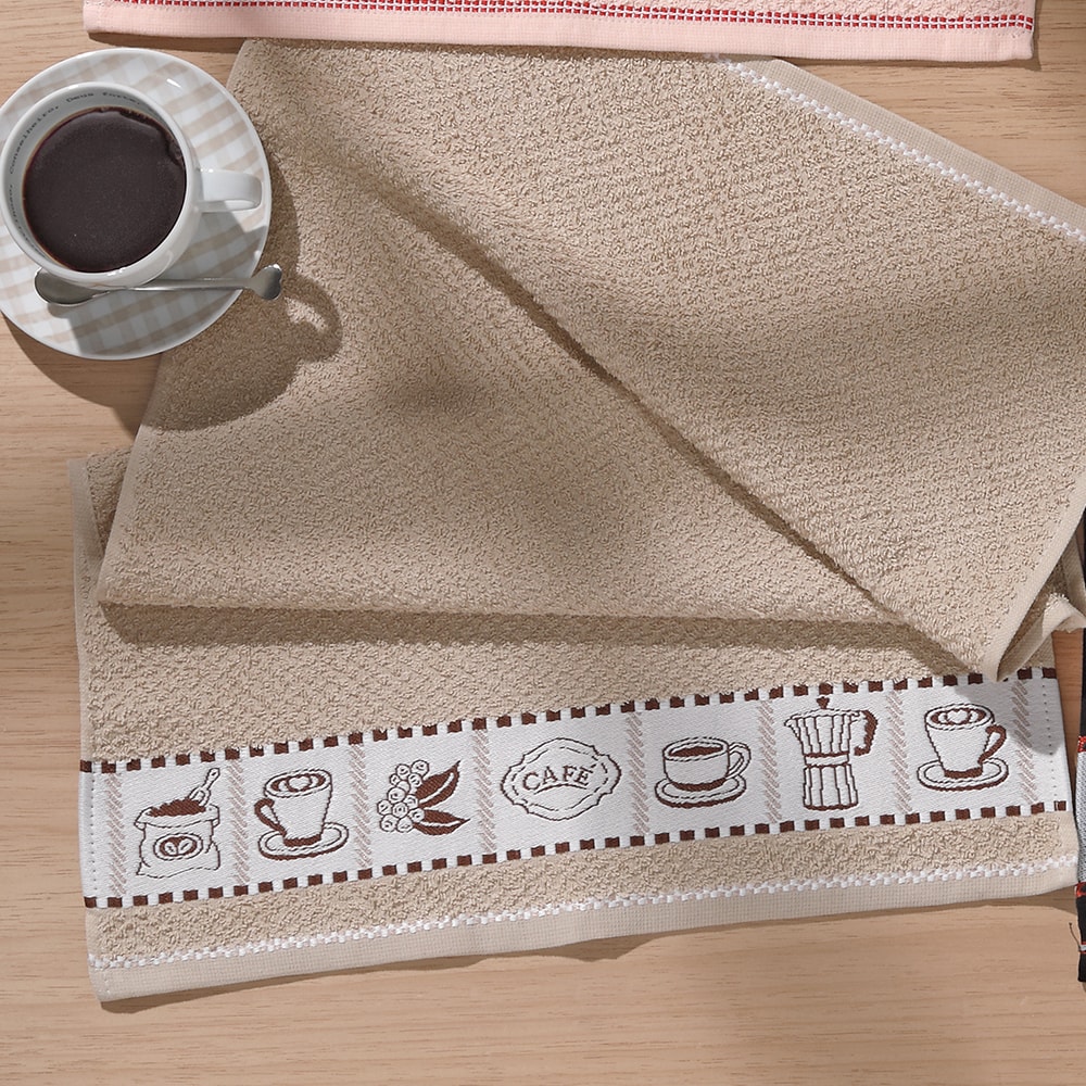 Pano de Copa Dohler Jacquard Vida II Café - Gramatura: 340g/m²