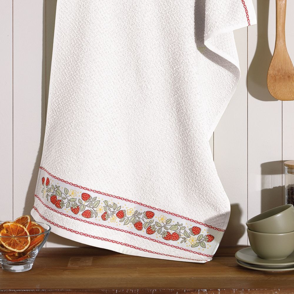 Pano de Copa Dohler Jacquard Vida II Morangos - Gramatura: 340g/m²
