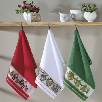 Pano de Copa Dohler Jacquard Vida II Natal Encantado - Gramatura: 340g/m²