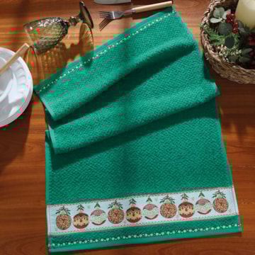 Pano de Copa Dohler Jacquard Vida Natal Enfeites Natalinos FJ-7648 - Gramatura: 340g/m²