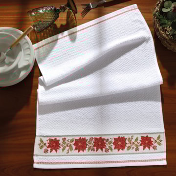Pano de Copa Dohler Jacquard Vida Natal Flor Natalina FJ-7649 - Gramatura: 340g/m²