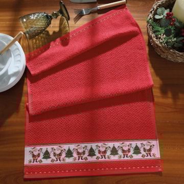 Pano de Copa Dohler Jacquard Vida Natal Papai Noel FJ-7646 - Gramatura: 340g/m²