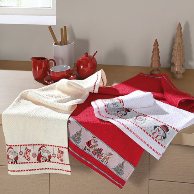 Pano de Copa Dohler Natal Jacquard Vida II Encantos do Noel - Gramatura: 340g/m²