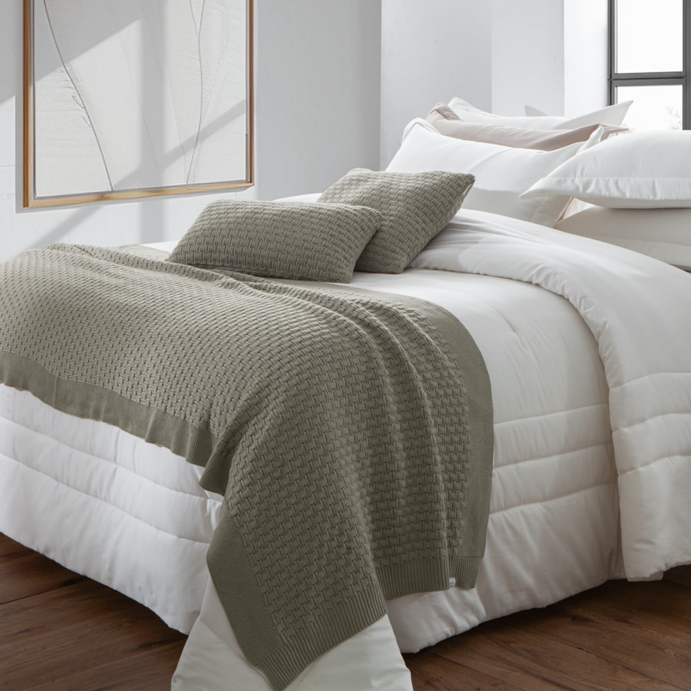 Peseira Queen e King Size Kacyumara Tierre Tricot 70cm X 2,60m