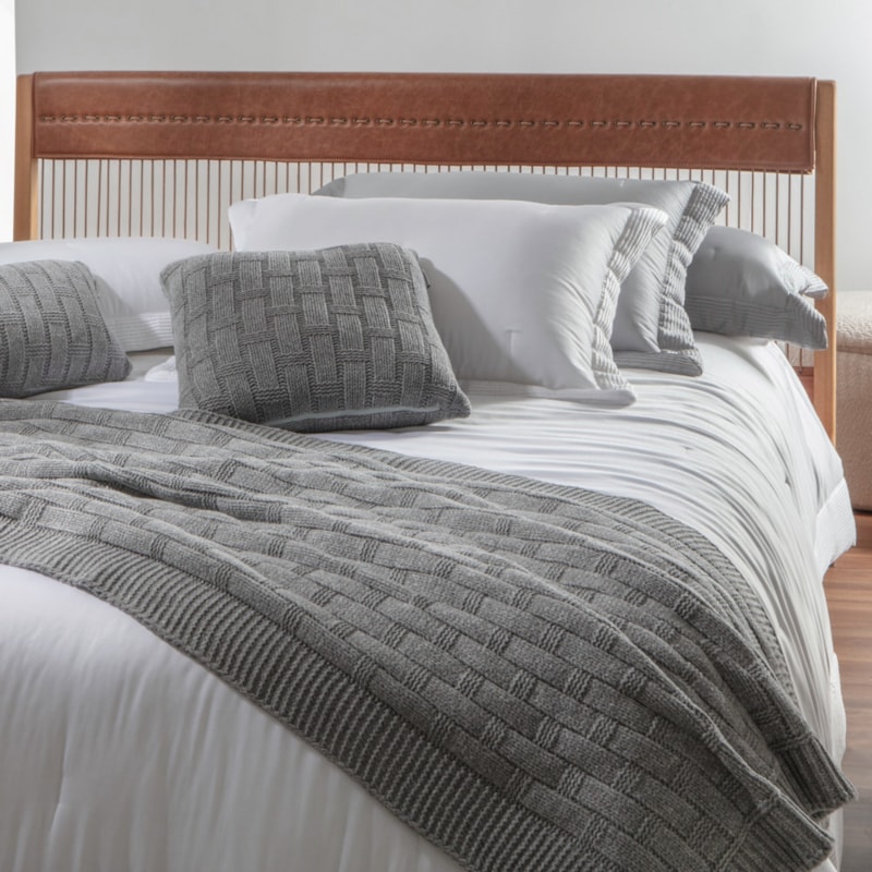 Peseira Queen / King Size Kacyumara Treliça Tricot 70cm X 2,60m