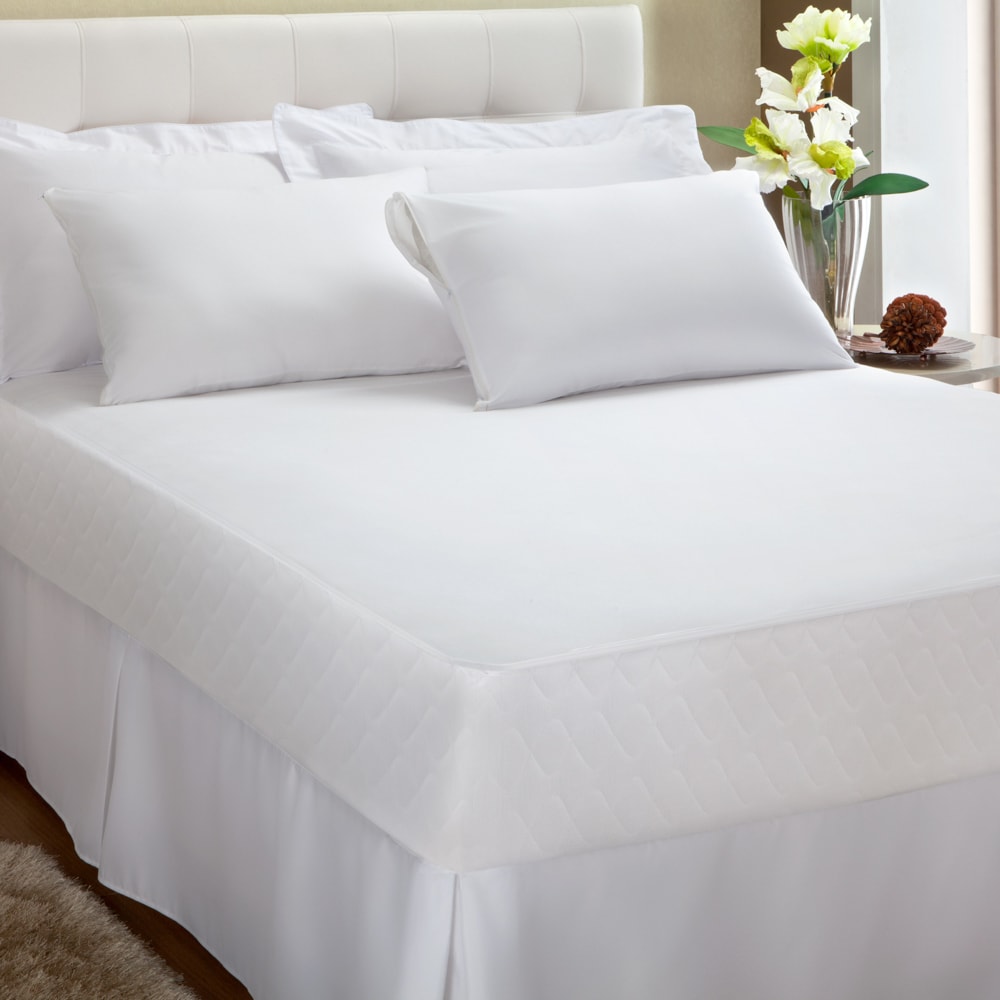 Protetor de Colchão King Size Kacyumara Malha 100% Algodão Impermeável Branco (1 Peça)