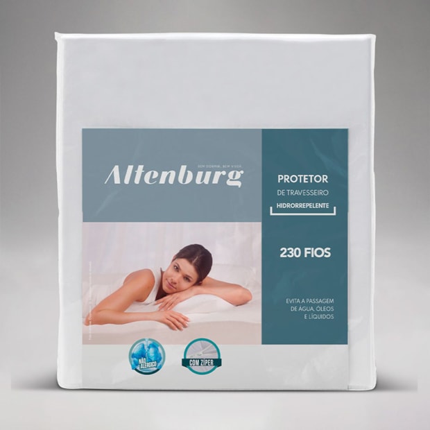 Protetor de Travesseiro Altenburg Hidrorrepelente 100% Algodão Percal 230 Fios Branco (1 Peça)
