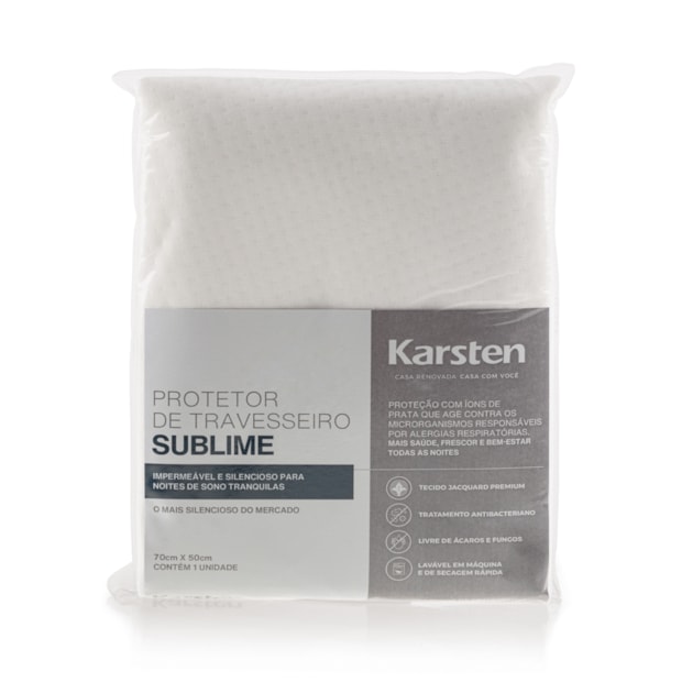 Protetor de Travesseiro Karsten Sublime Impermeável Branco 50cm x 70cm (1 Peça)