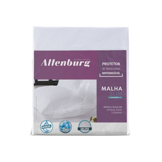 Protetor de Travesseiro King Size Altenburg Malha Slim Impermeável Branco 50cm x 90cm (1 Peça)