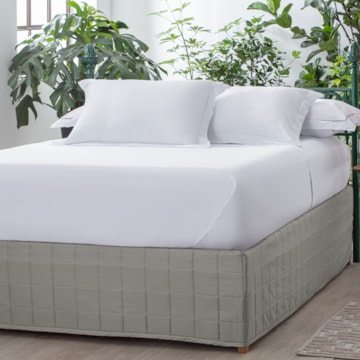 Saia para Cama King Size Kacyumara Square Matelada 100% Algodão Egípcio Cetim 300 Fios