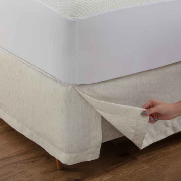 Saia para Cama Queen Kacyumara Linho com Fenda