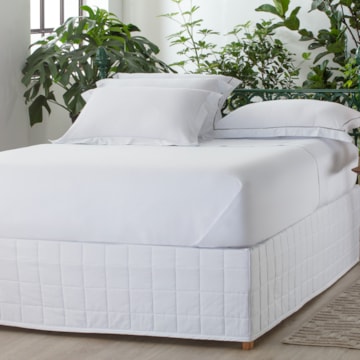 Saia para Cama Queen Kacyumara Square Matelada 100% Algodão Egípcio Cetim 300 Fios