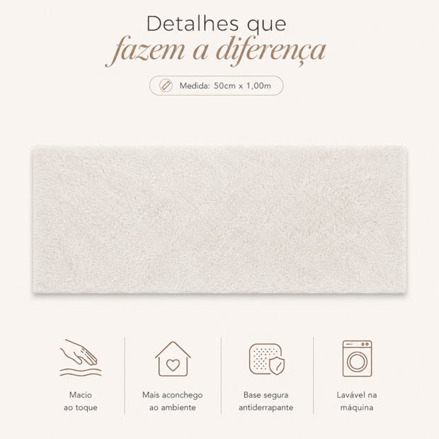 Tapete de Pelo Albany II Toque Macio Antiderrapante 50cm x 1,00m