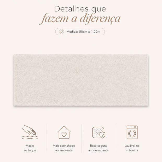 Tapete de Pelo Albany II Toque Macio Antiderrapante 50cm x 1,00m