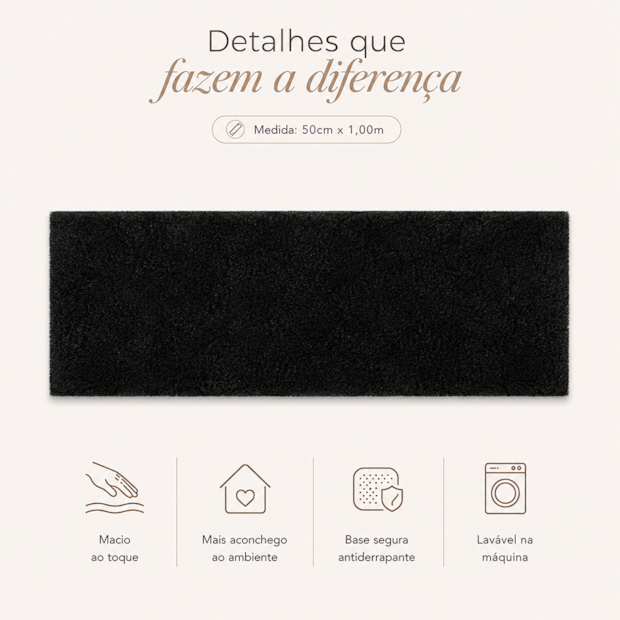Tapete de Pelo Albany II Toque Macio Antiderrapante 50cm x 1,00m