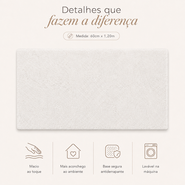 Tapete de Pelo Albany II Toque Macio Antiderrapante 60cm x 1,20m
