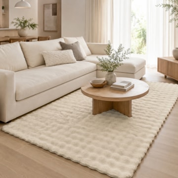 Tapete de Pelo Bubble Toque Macio Textura em Relevo Antiderrapante 2,00m x 2,50m